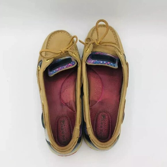 Sperry Top Sider Womens Shoes Size 6.5 M Tan Boat Shoe Angelfish Colorful Pink - Picture 8 of 11